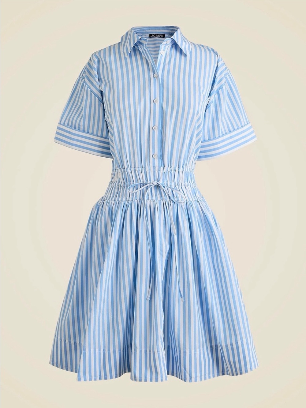 J. Crew Light Blue and White Striped Shirt Dress